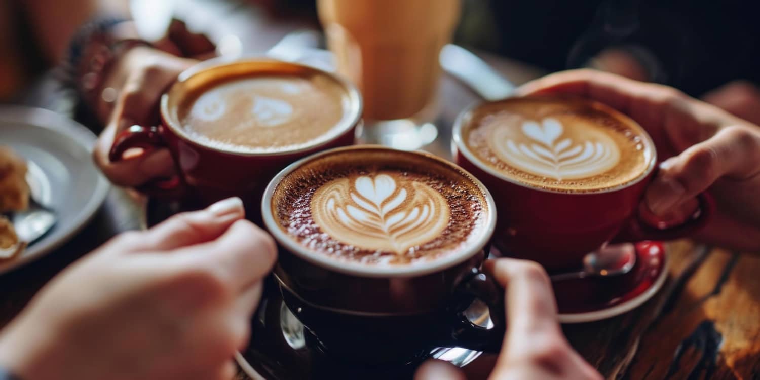 A group of people enjoying premium coffee together